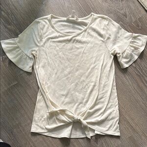 Cream Tie-Front Women's Top